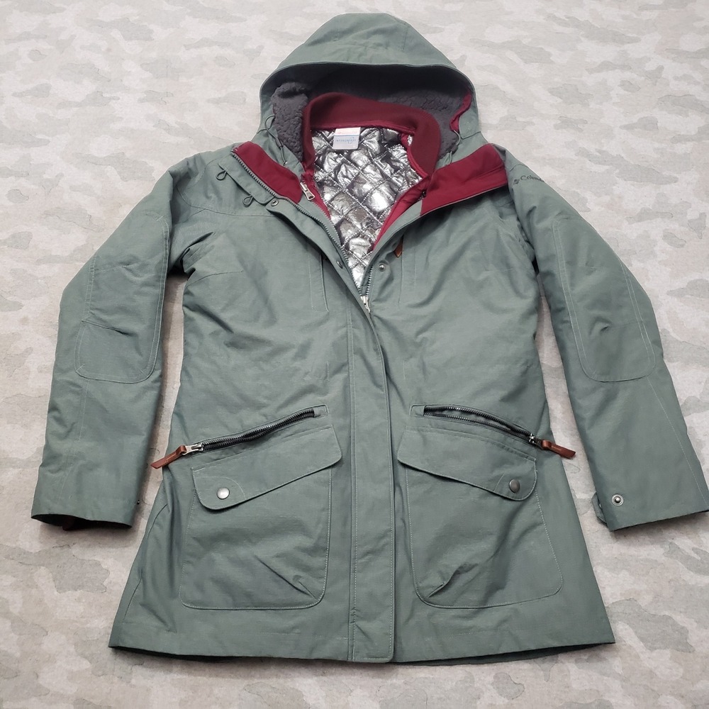 Columbia Interchange Jacket Womens Medium Green Pockets Full Zip Outdoors